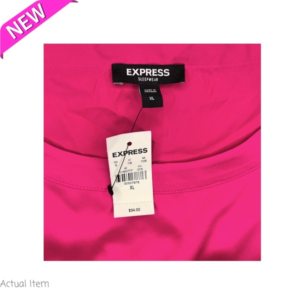 NEW Express Satin Pink Short Sleeve Top XL - Picture 4 of 4